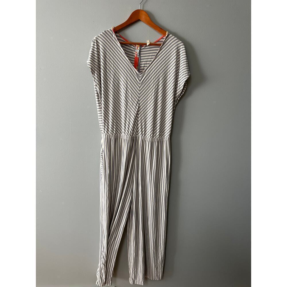 Matilda Jane Women’s Striped Jumpsuit Romper Gray/White Size Large One Piece